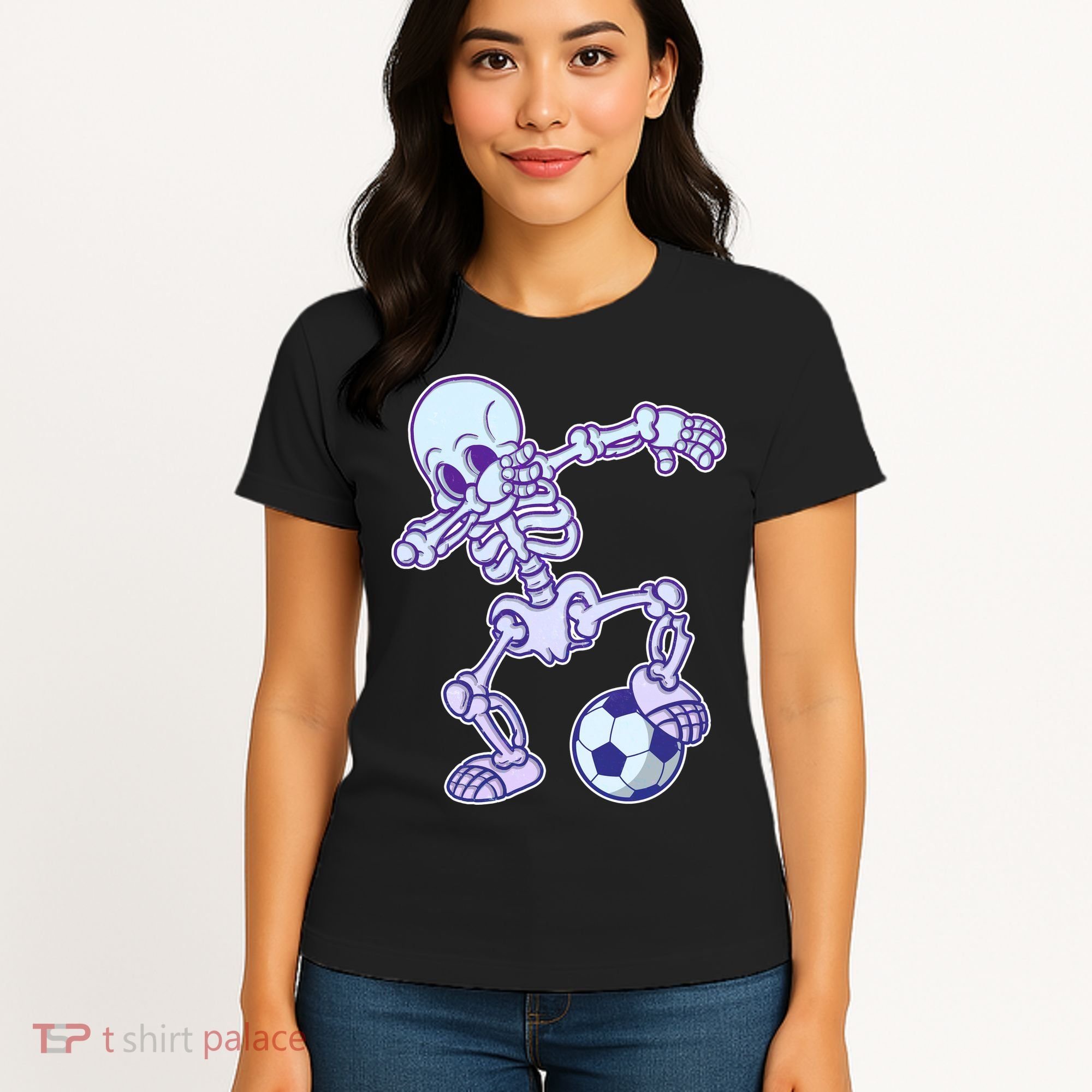 Dabbing Soccer Skeleton Women's T-Shirt