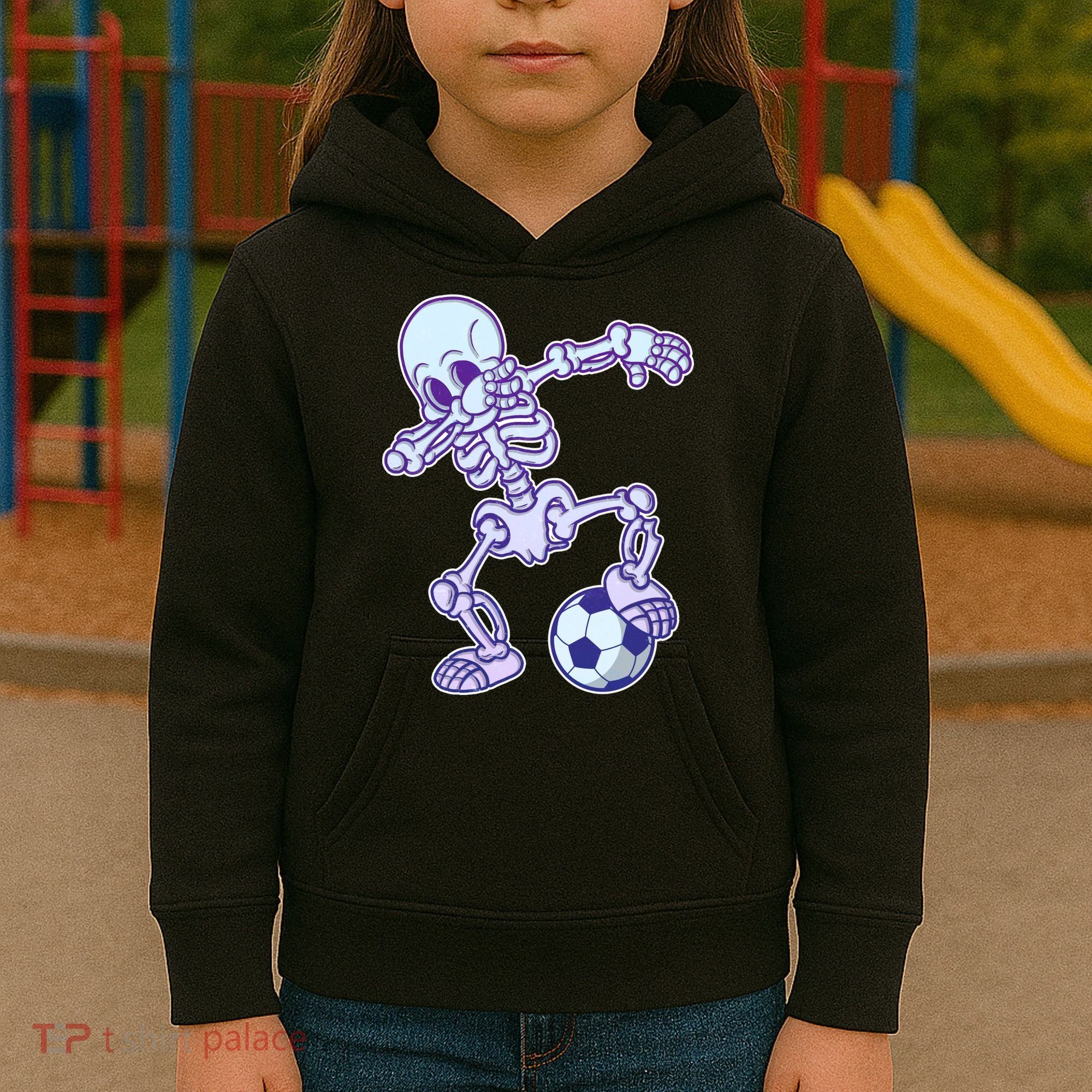 Dabbing Soccer Skeleton Kids Hoodie