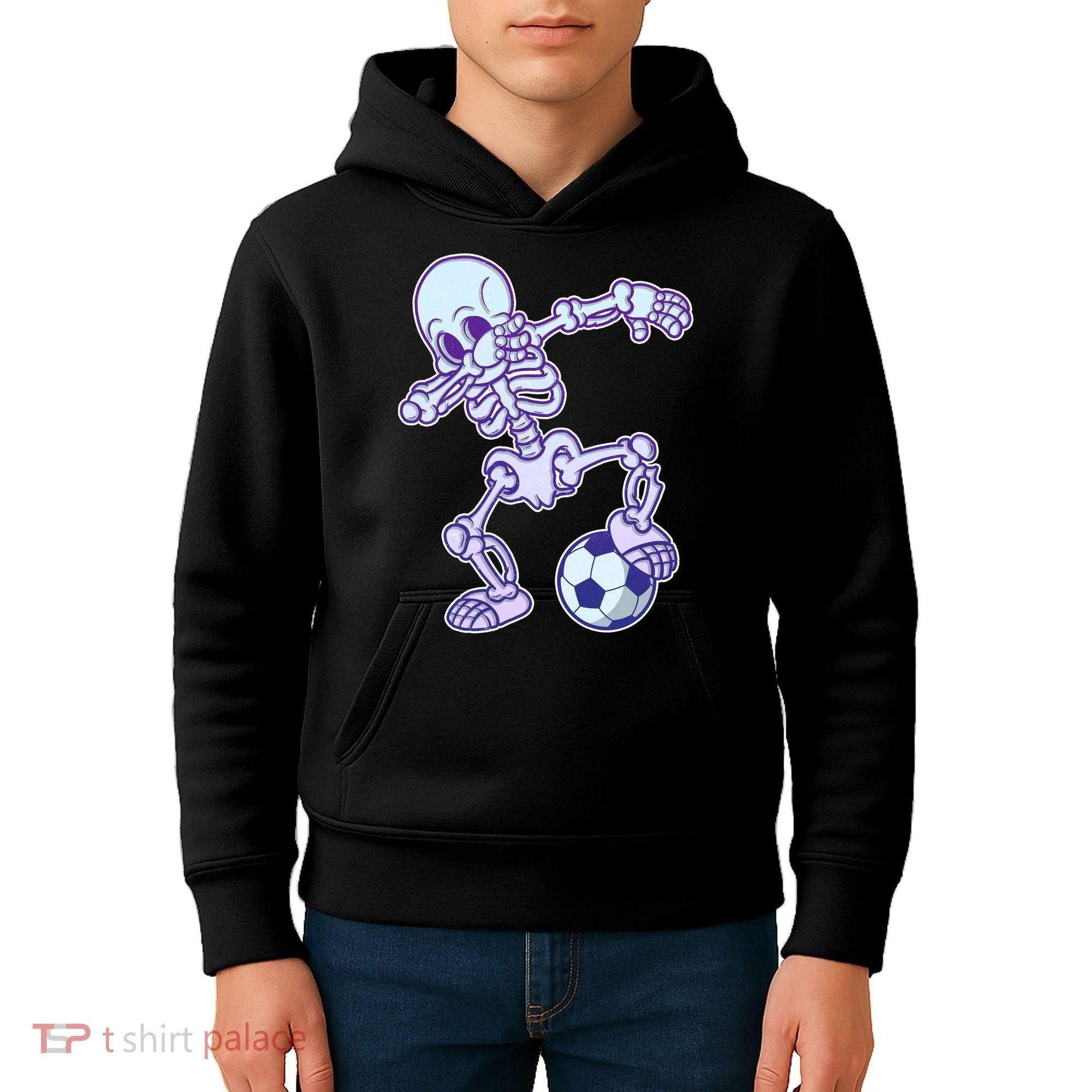 Dabbing Soccer Skeleton Kids Hoodie