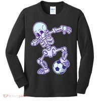 Dabbing Soccer Skeleton Kids Long Sleeve Shirt thumb 0