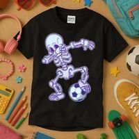 Dabbing Soccer Skeleton Kids T-Shirt thumb 3