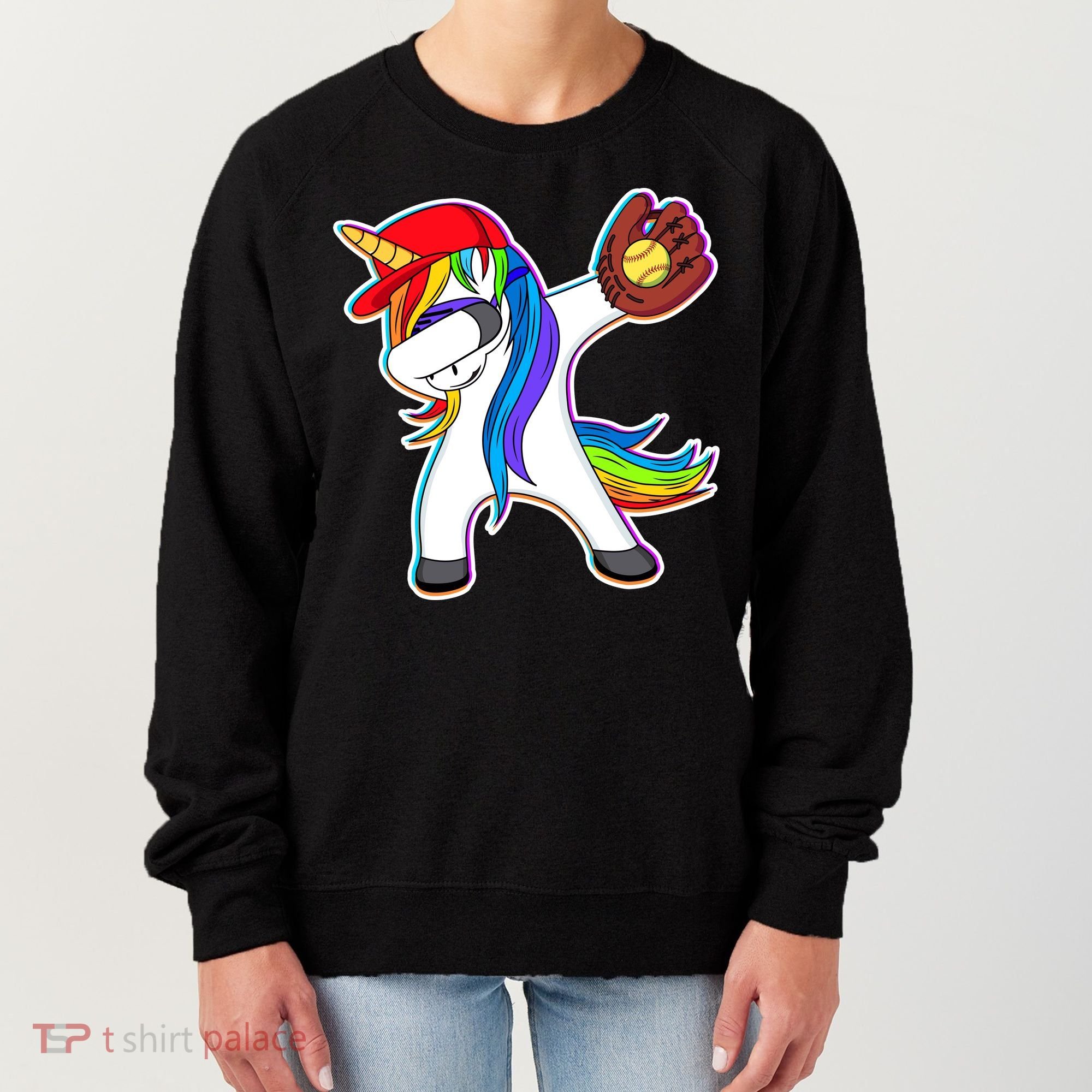 Dabbing Softball Unicorn Women's Sweatshirt