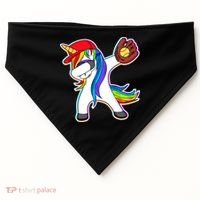 Dabbing Softball Unicorn USA-Made Doggie Bandana thumb 0