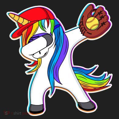 Dabbing Softball Unicorn Comfort Colors Heavyweight Long Sleeve T-Shirt