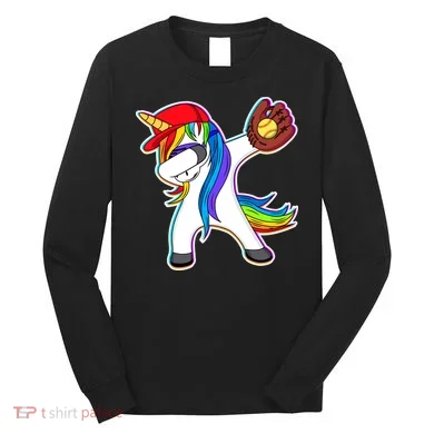 Dabbing Softball Unicorn Long Sleeve Shirt