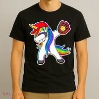 Dabbing Softball Unicorn T-Shirt thumb 3