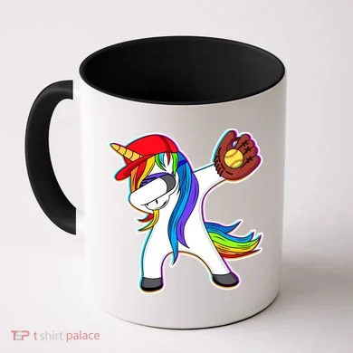 Dabbing Softball Unicorn Coffee Mug