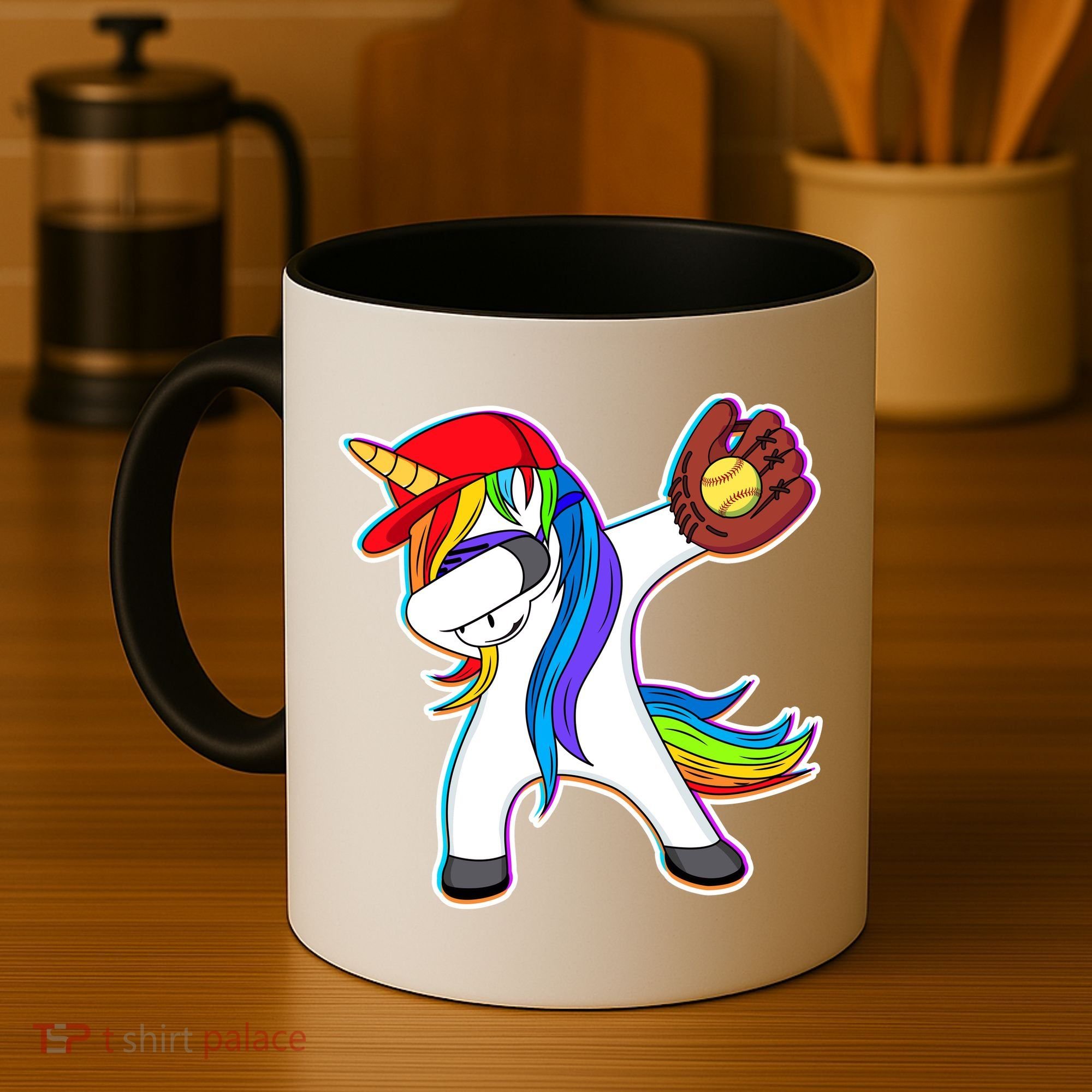 Dabbing Softball Unicorn Coffee Mug