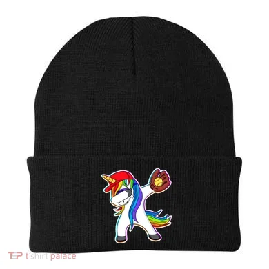 Dabbing Softball Unicorn Beanie