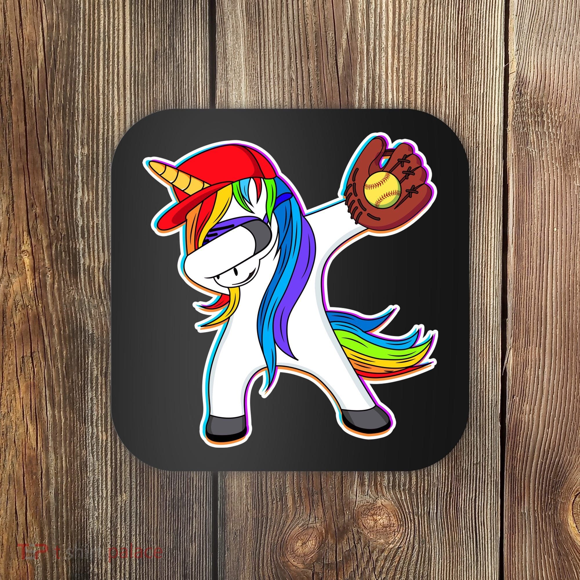 Dabbing Softball Unicorn Coaster