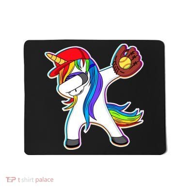 Dabbing Softball Unicorn Mousepad