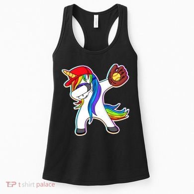 Dabbing Softball Unicorn Women's Tank Top