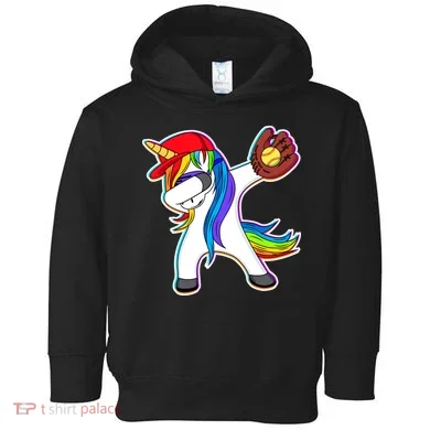 Dabbing Softball Unicorn Toddler Hoodie