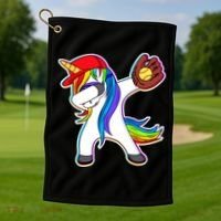 Dabbing Softball Unicorn Golf Towel thumb 1