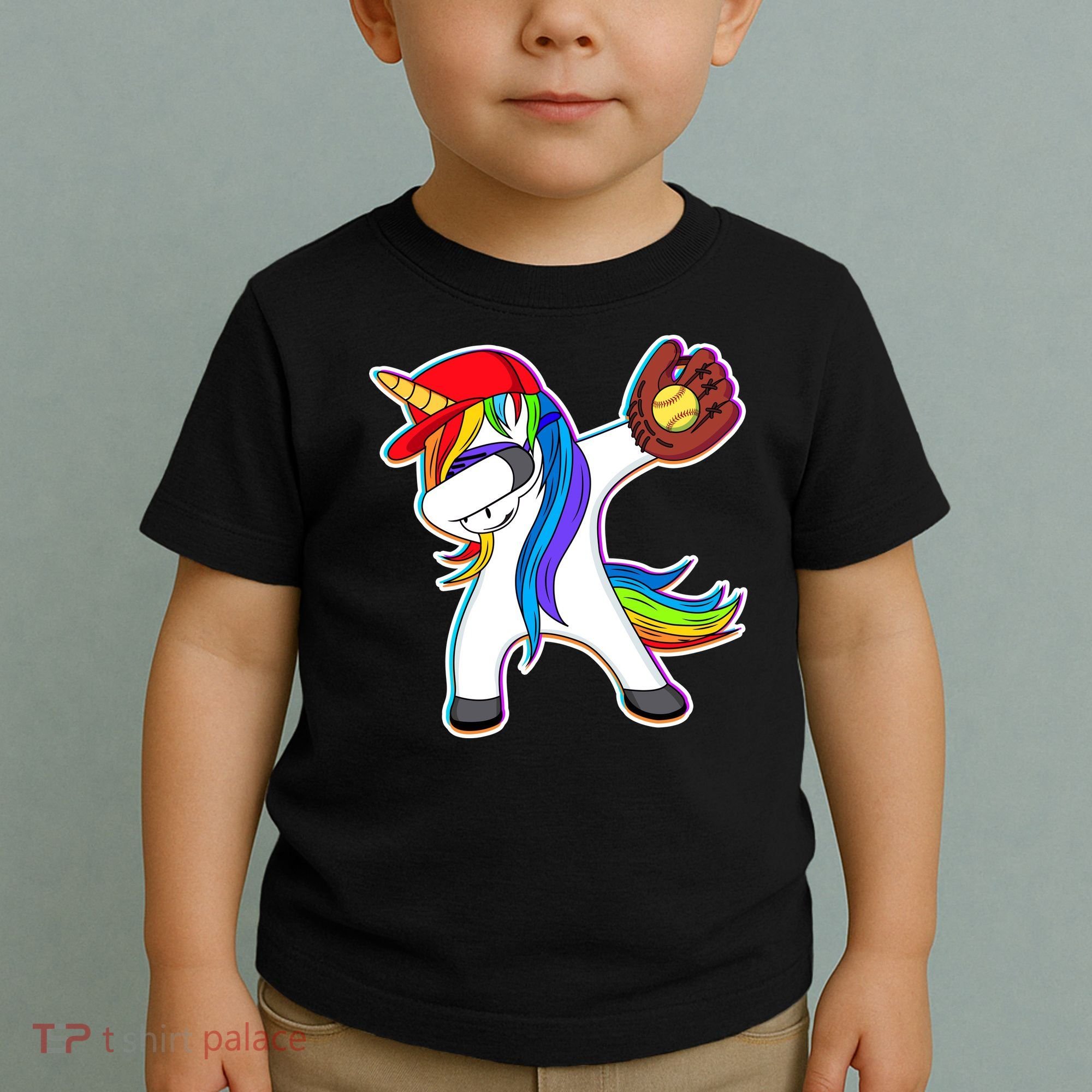 Dabbing Softball Unicorn Toddler T-Shirt