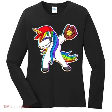 Dabbing Softball Unicorn Women's Long Sleeve Shirt