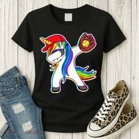 Dabbing Softball Unicorn Women's T-Shirt thumb 3