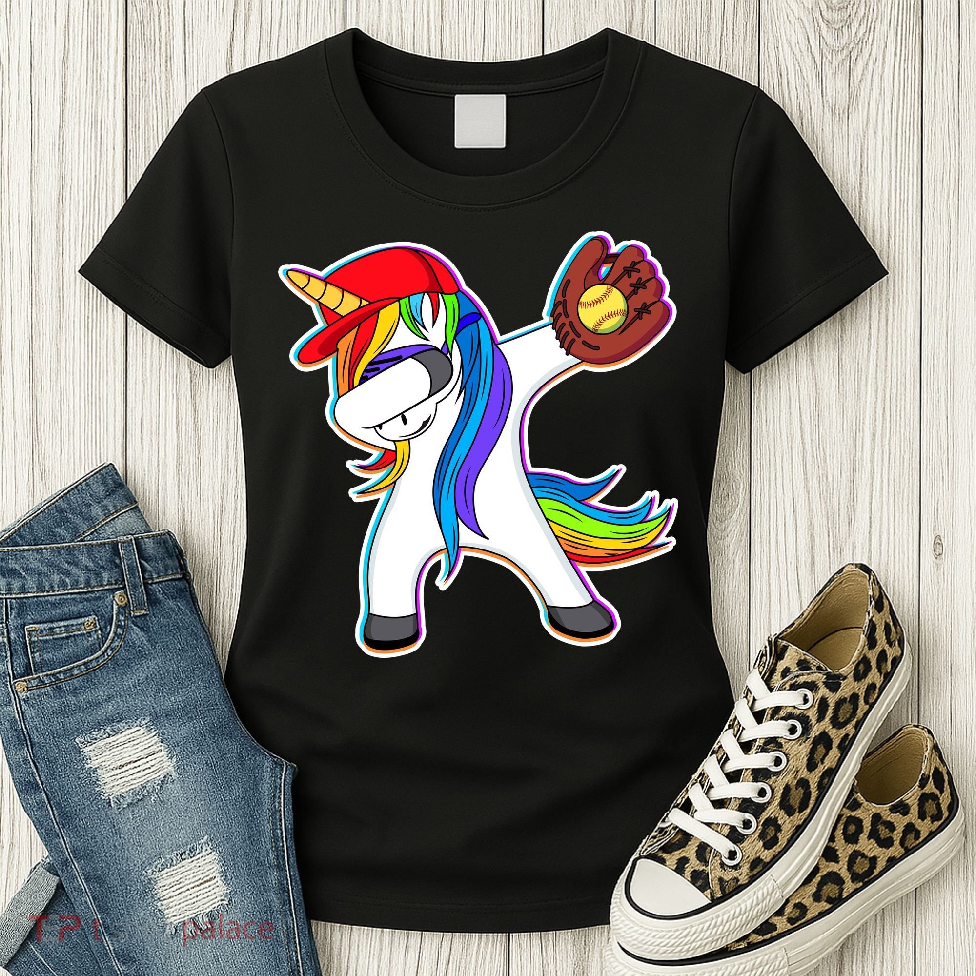 Dabbing Softball Unicorn Women's T-Shirt
