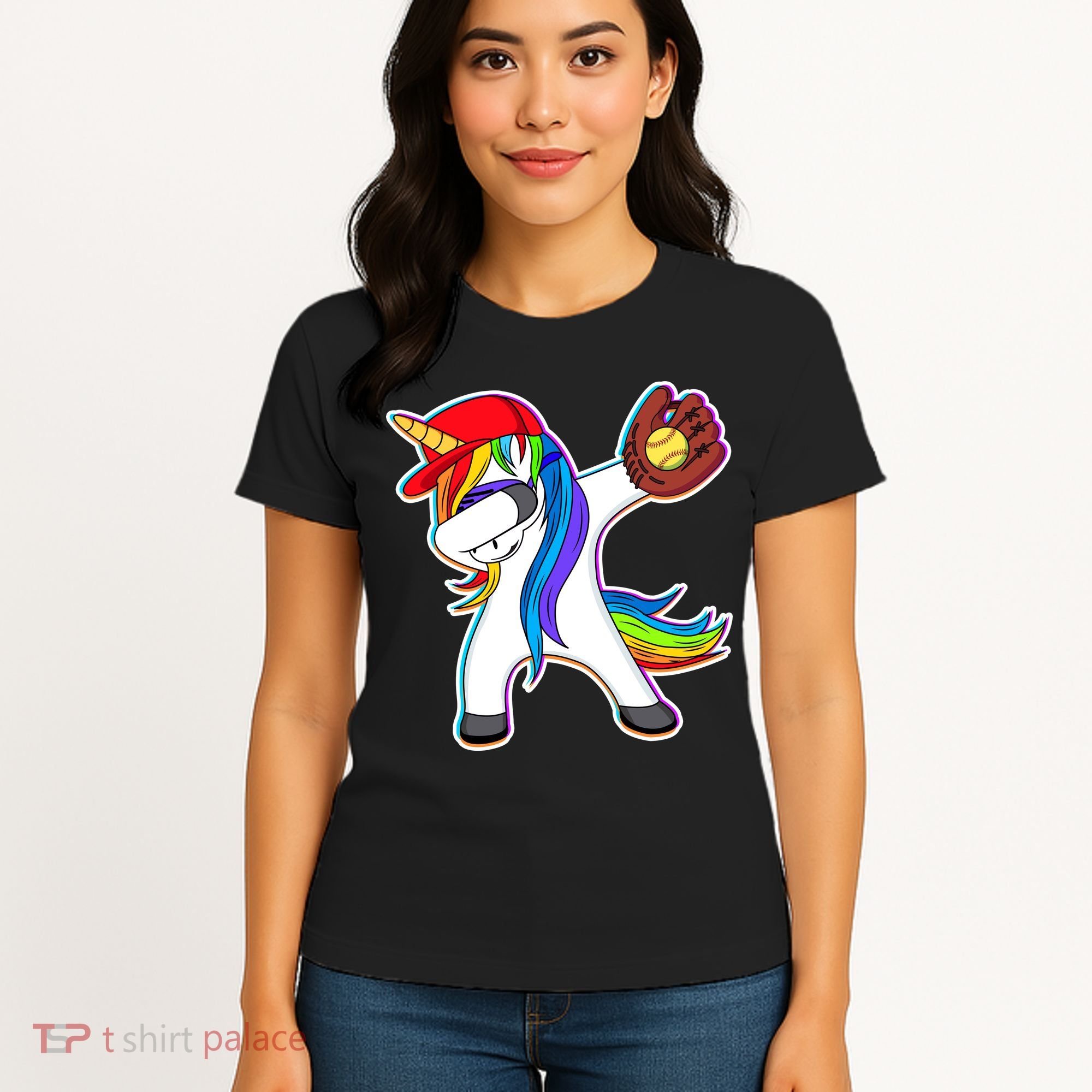 Dabbing Softball Unicorn Women's T-Shirt