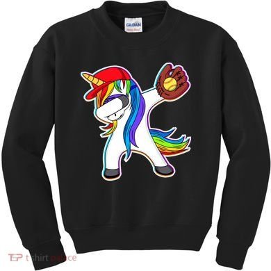 Dabbing Softball Unicorn Kids Sweatshirt