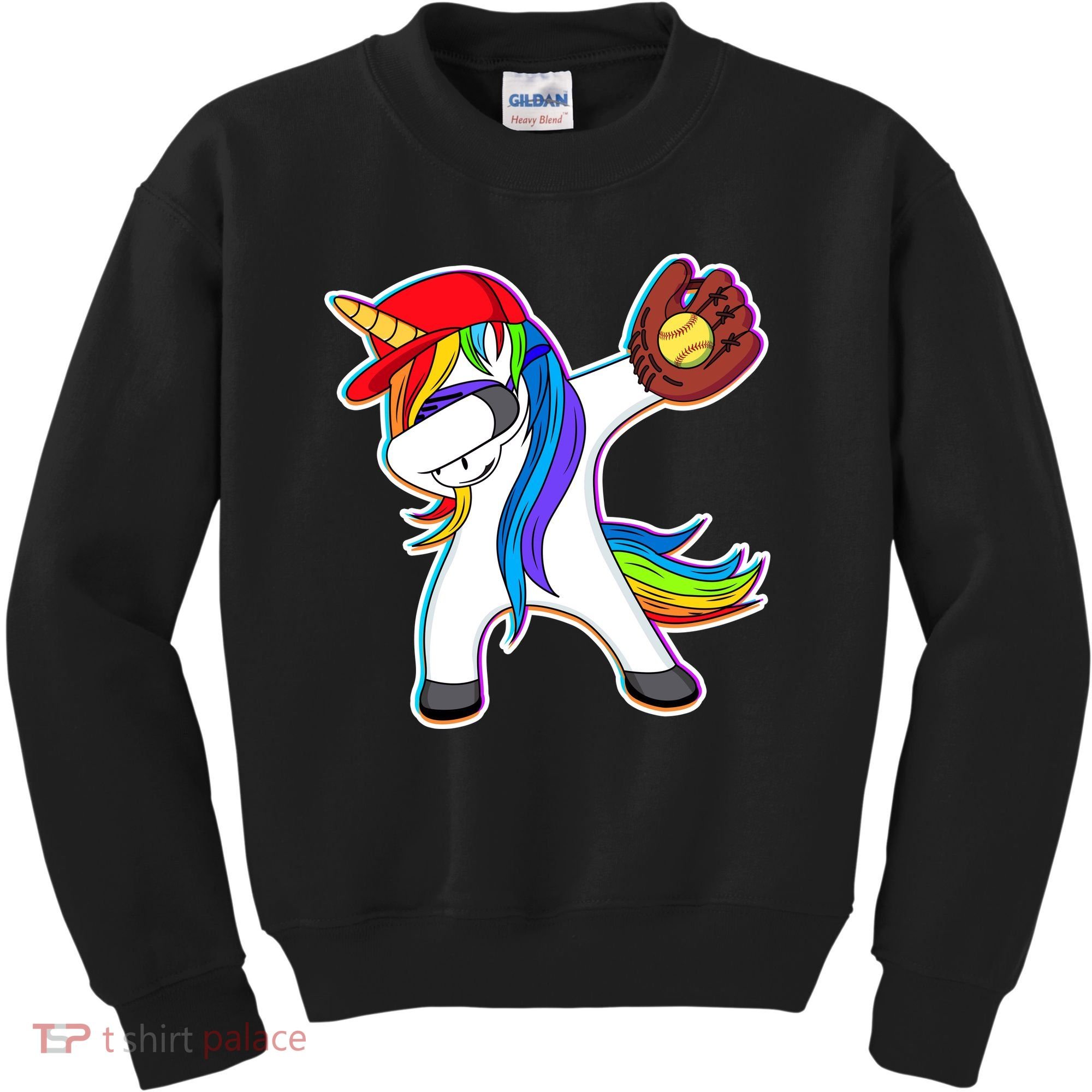 Dabbing Softball Unicorn Kids Sweatshirt