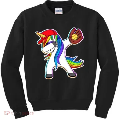 Dabbing Softball Unicorn Kids Sweatshirt