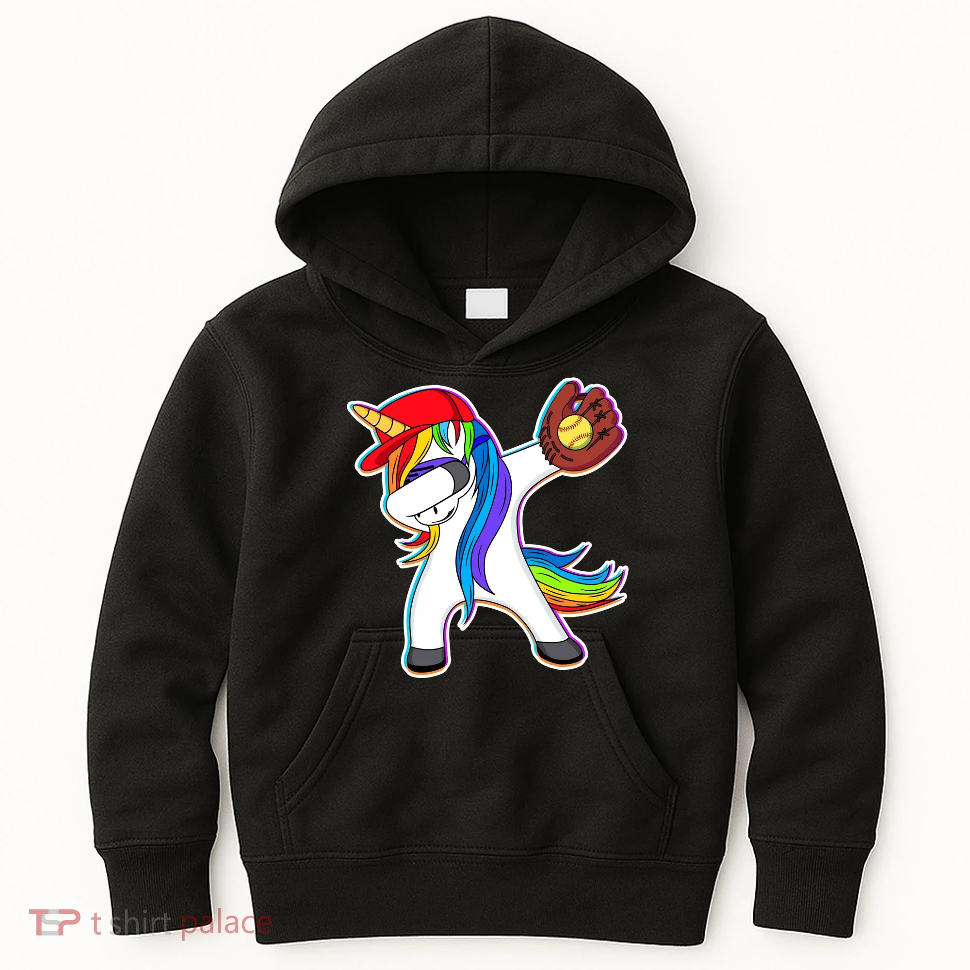Dabbing Softball Unicorn Kids Hoodie