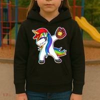 Dabbing Softball Unicorn Kids Hoodie thumb 3