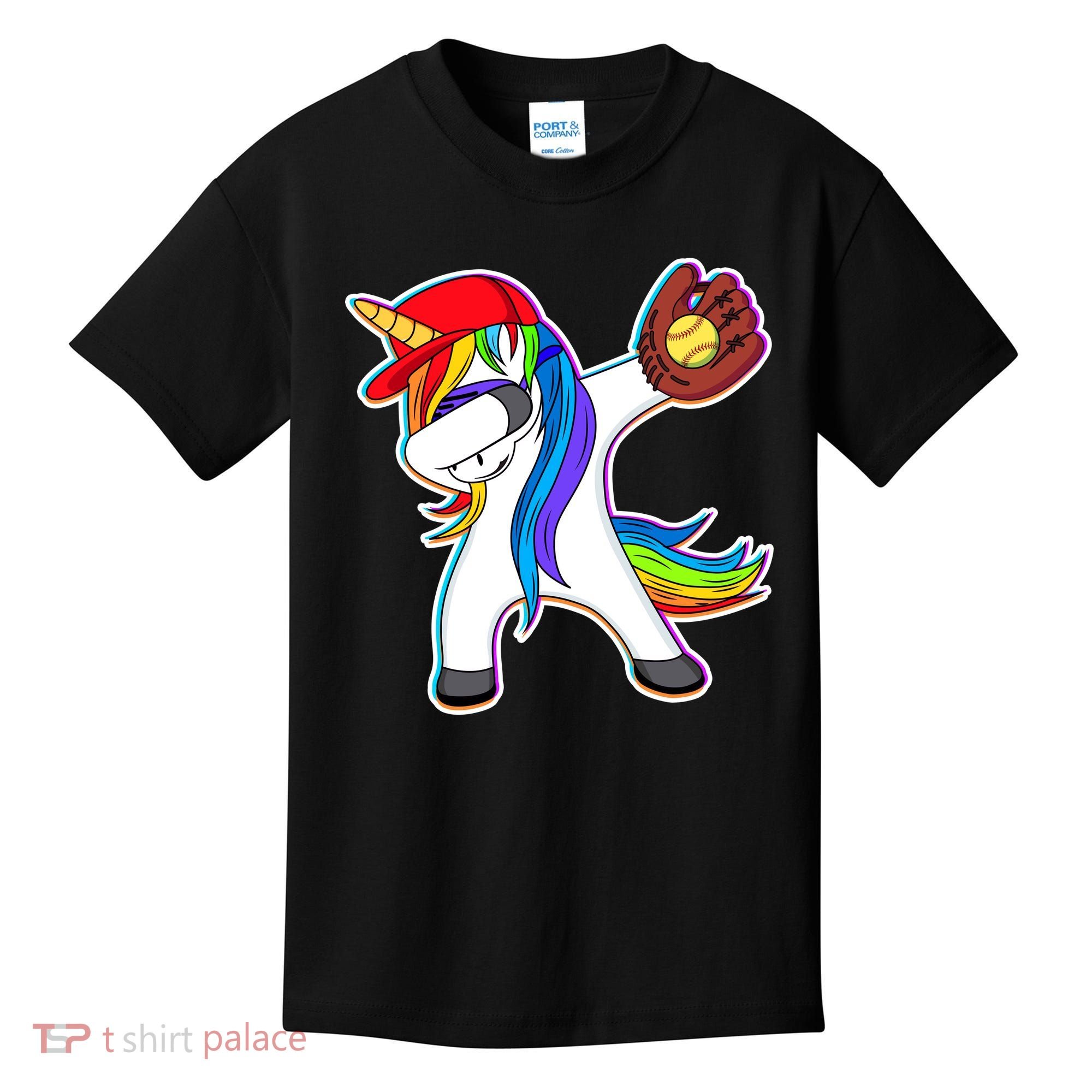 Dabbing Softball Unicorn Kids T-Shirt