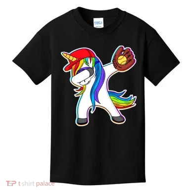 Dabbing Softball Unicorn Kids T-Shirt