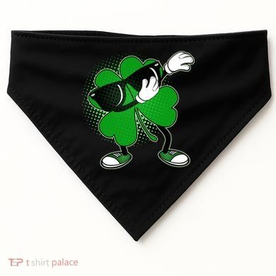 Dabbing St. Patrick's Day Shamrock USA-Made Doggie Bandana