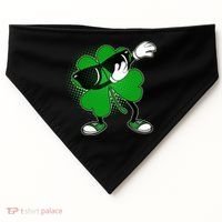 Dabbing St. Patrick's Day Shamrock USA-Made Doggie Bandana thumb 0