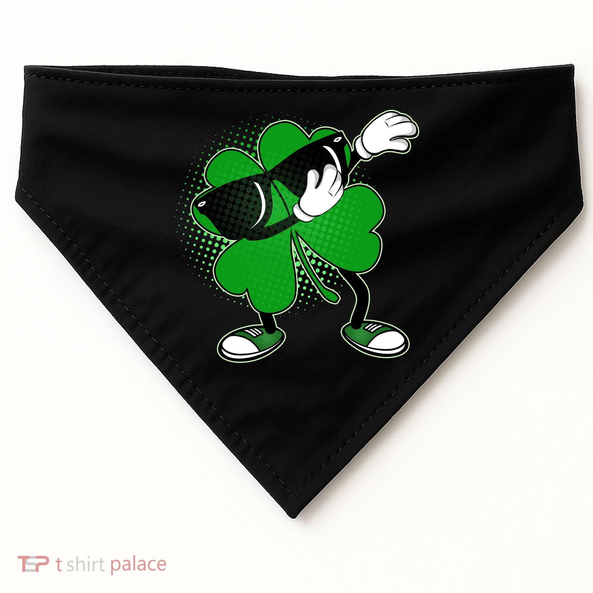 Dabbing St. Patrick's Day Shamrock USA-Made Doggie Bandana