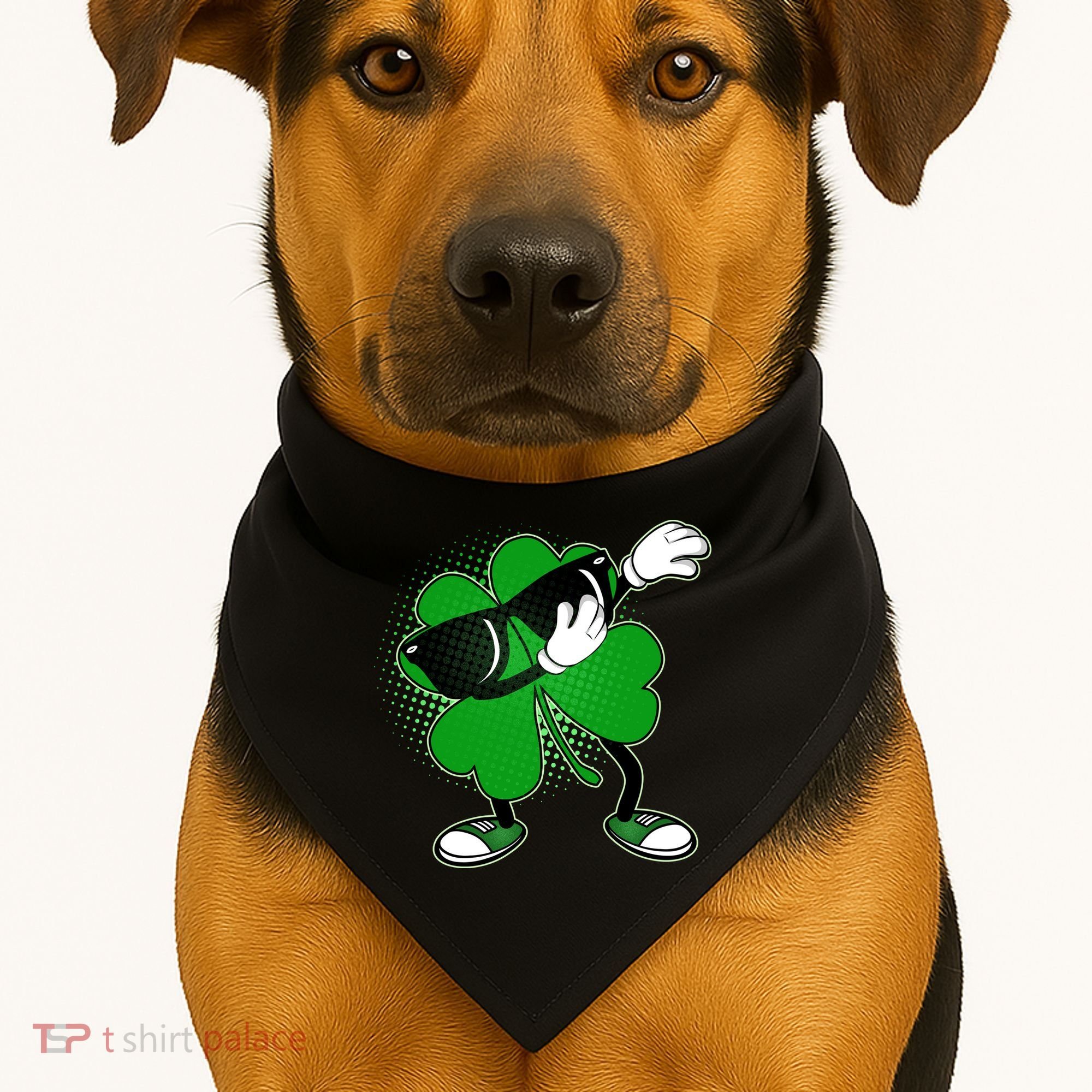 Dabbing St. Patrick's Day Shamrock USA-Made Doggie Bandana