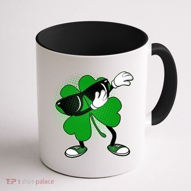 Dabbing St. Patrick's Day Shamrock Coffee Mug back
