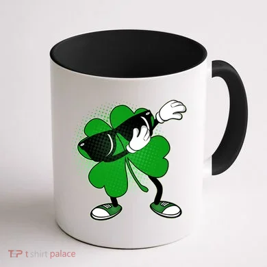Dabbing St. Patrick's Day Shamrock Coffee Mug back