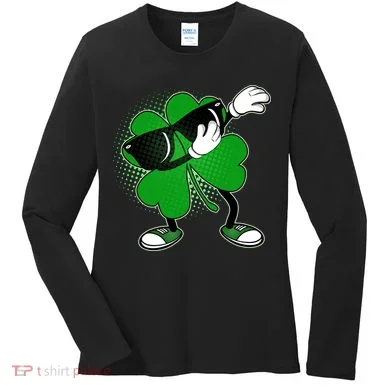 Dabbing St. Patrick's Day Shamrock Women's Long Sleeve Shirt