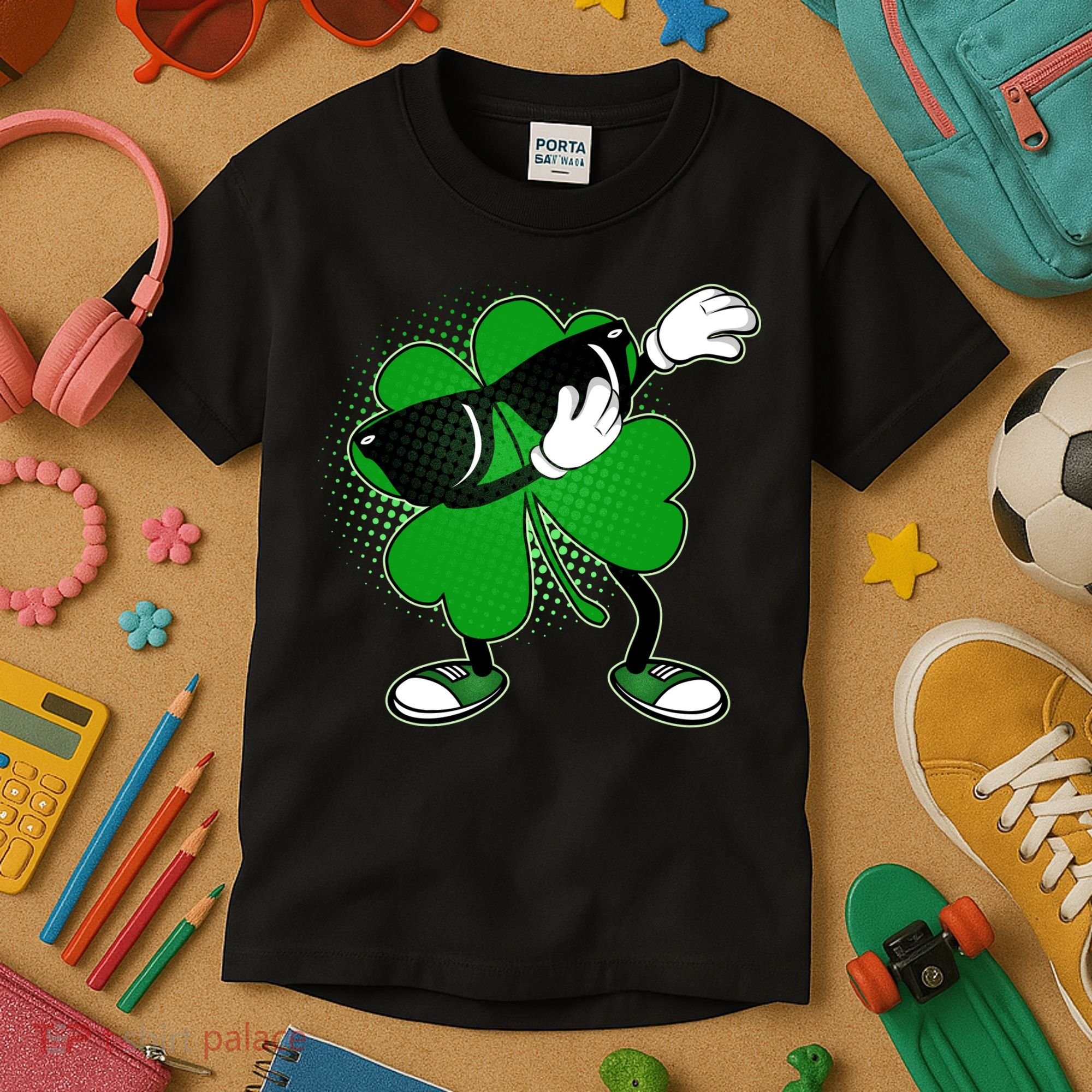 Dabbing St. Patrick's Day Shamrock Kids T-Shirt