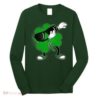 Dabbing St. Patrick's Day Shamrock Long Sleeve Shirt