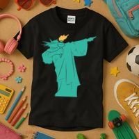 Dabbing Statue Of Liberty Kids T-Shirt thumb 3
