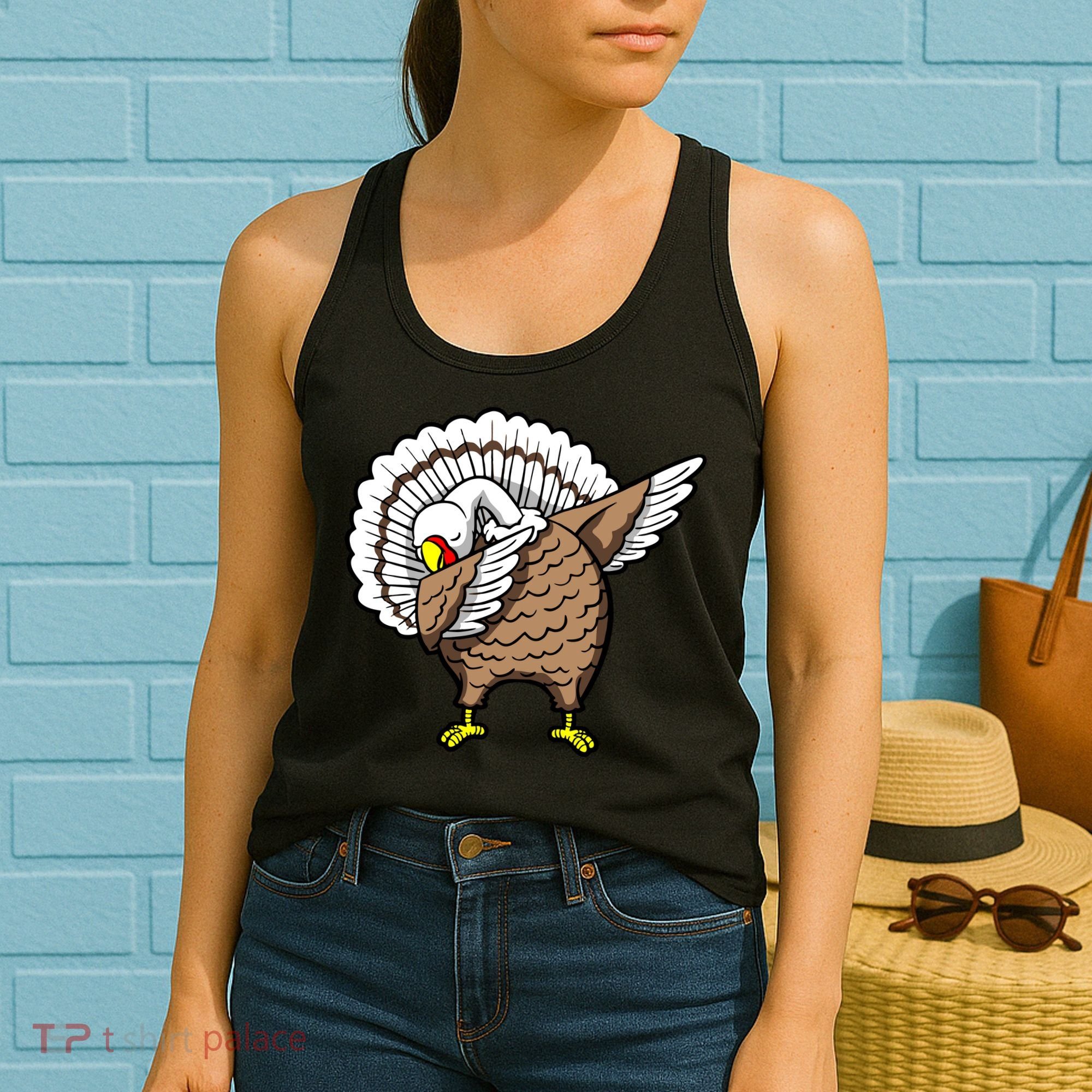 Dabbing Turkey Funny Thanksgiving Day Women's Tank Top
