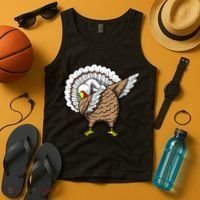 Dabbing Turkey Funny Thanksgiving Day Tank Top thumb 4