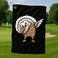 Dabbing Turkey Funny Thanksgiving Day Golf Towel thumb 1