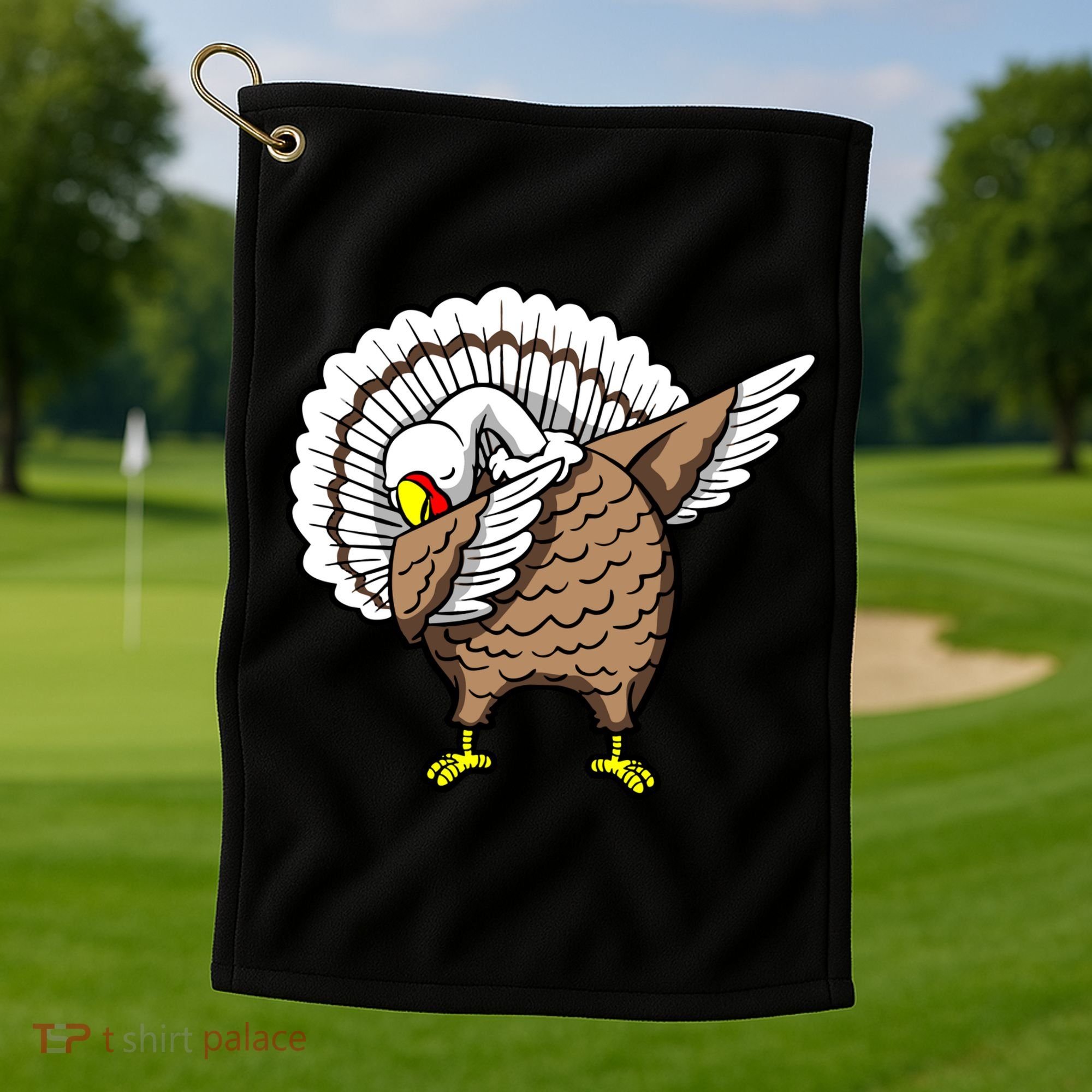 Dabbing Turkey Funny Thanksgiving Day Golf Towel