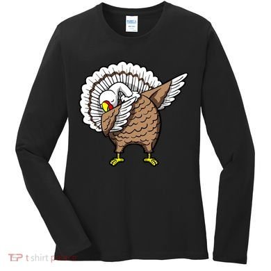 Dabbing Turkey Funny Thanksgiving Day Women's Long Sleeve Shirt
