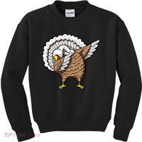 Dabbing Turkey Funny Thanksgiving Day Kids Sweatshirt thumb 0