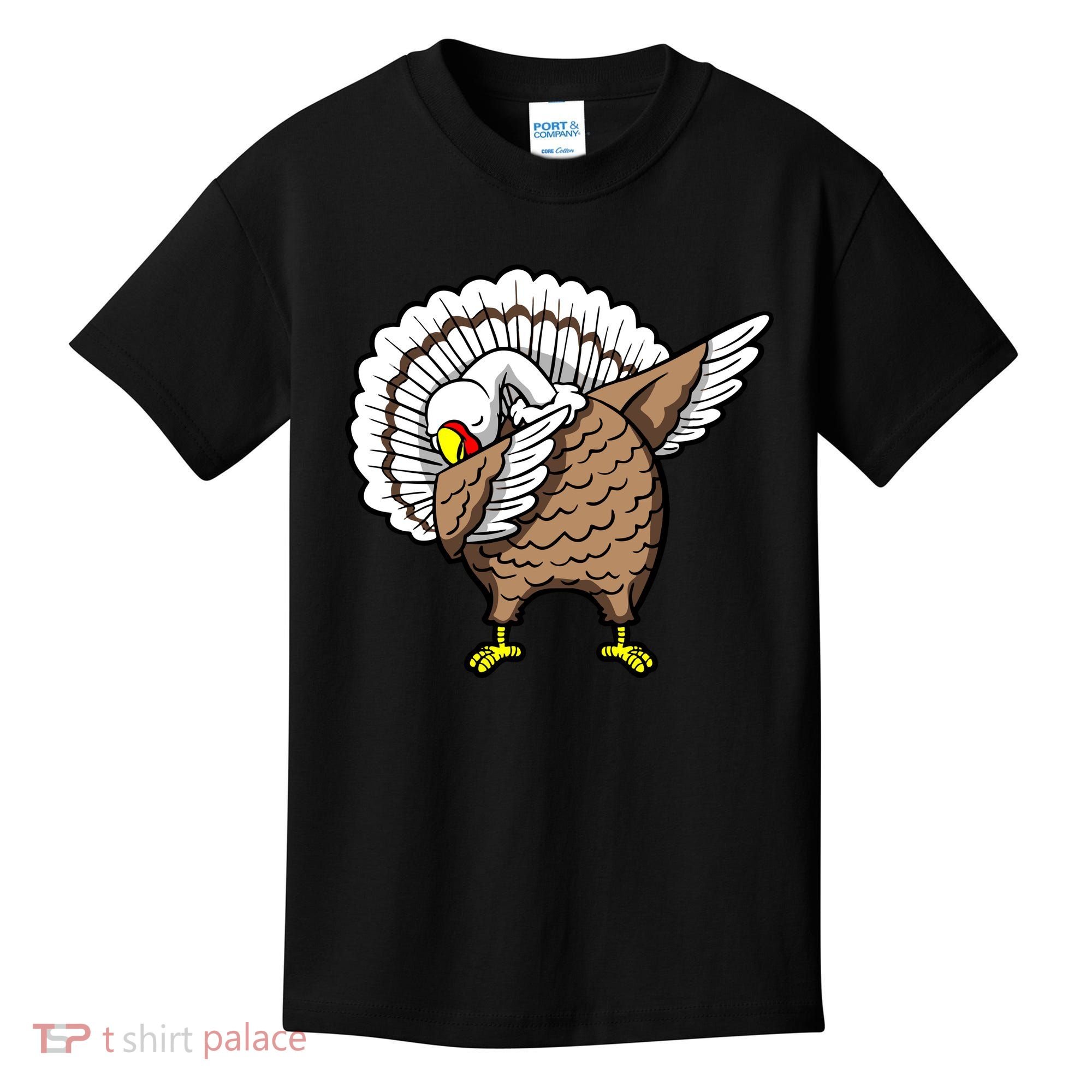 Dabbing Turkey Funny Thanksgiving Day Kids T-Shirt