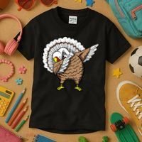 Dabbing Turkey Funny Thanksgiving Day Kids T-Shirt thumb 3