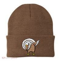 Dabbing Turkey Funny Thanksgiving Day Beanie thumb 0