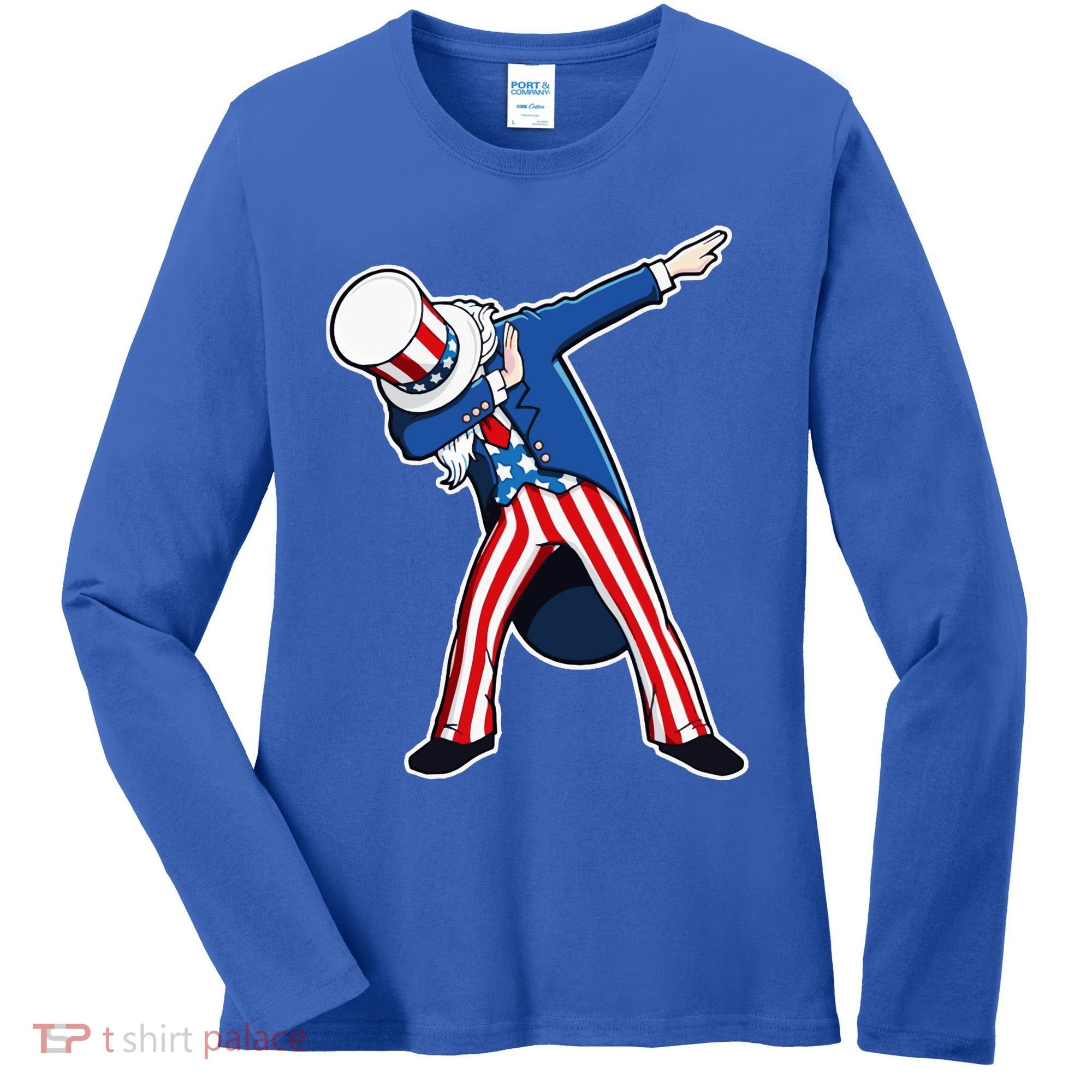 Dabbing Uncle Sam 4th of July Independence Day Women's Long Sleeve Shirt